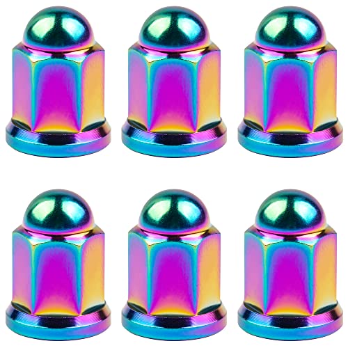 Image of Titanium M6 M8 M10 Dome Head Acorn Nuts for Bicycle Motorcycle Exhaust Pipe Car Pack of 6 (M6, Ranibow)