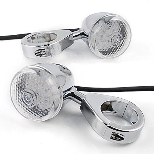 Astra Depot Chrome Bullet Style Clamp Front Bar 20 LED Turn Signal Light Compatible with Suzuki GS300 SV650 GT550 GT750 B-King Intruder Volusia Boulevard