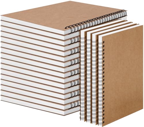 Carnets à spirales A5 lignés lot de 20 cahiers kraft marron pour écriture et fournitures