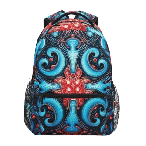 Sac à dos école bleu abstrait artistique pour le quotidien dynamique des ados