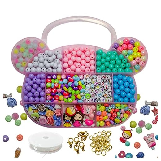 Maleta Miçangas Infantil Completa com Pingente Letras Contas 700pçs Para Montar Pulseira Coloridas