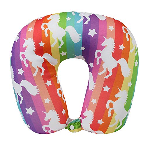 Image of Cloudz Patterned Microbead Airplane Travel Neck Pillow. Customize Your Comfort and Support While Traveling on a Plane, Car, Bus or Train! - Unicorn