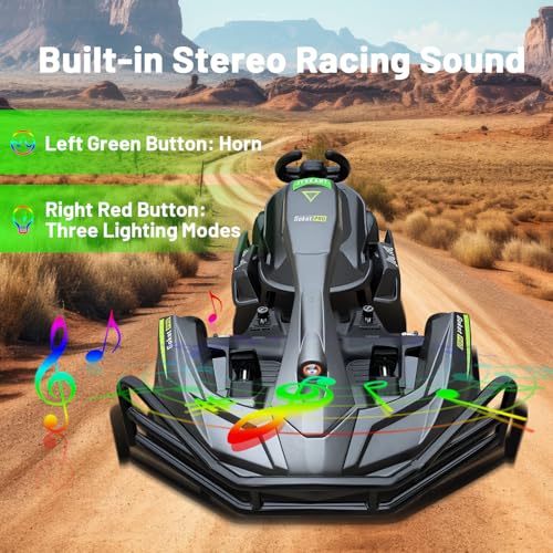 Electric Go Kart, PRO Go Karts for Adults Build in 1500W*2 AC Brushless Motor with 54V8A Removable Lithium Battery and Handbrake, 50km/h High Speed Drifting Gokart for Ages 14+ Up to 2m/200kg