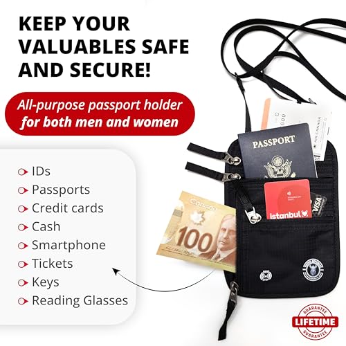 Image of Viking Republic - Neck Wallet - RFID Blocking Passport Wallet - Travel Pouch for Passports - Easy To Conceal