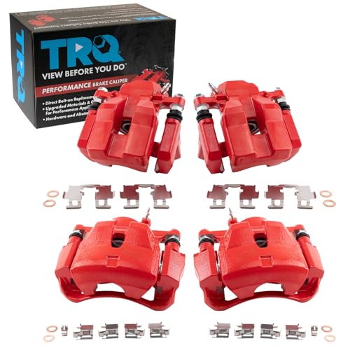 Image of TRQ Performance Front and Rear Brake Caliper Set Coated Brackets Compatible with 2011 Toyota RAV4