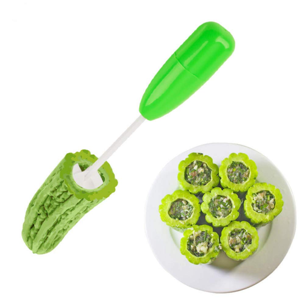 Byfri Green Vegetable Corer, 4Pcs Plastic Food Slicer, 4 Sizes For Coring And Hollowing Out Vegetables, Fruits, Kitchen Tool, Manual, Home Use