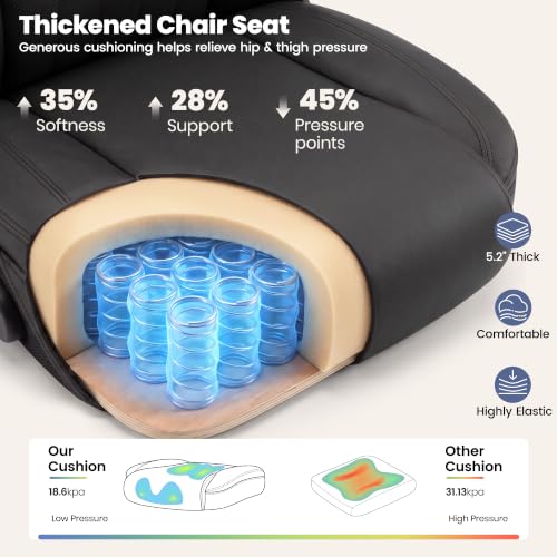 AtHope Ergonomic Leather Office Chair with Inflatable Lumbar Support, Black - image 5