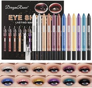 12 Pcs Matte Eyeshadow Stick Set with Sharpener Cap, Sitovely Long Lasting Pearly Sparkle Glitter Eyeshadow Pencil Shimmer Metallic Eye Shadow Makeup