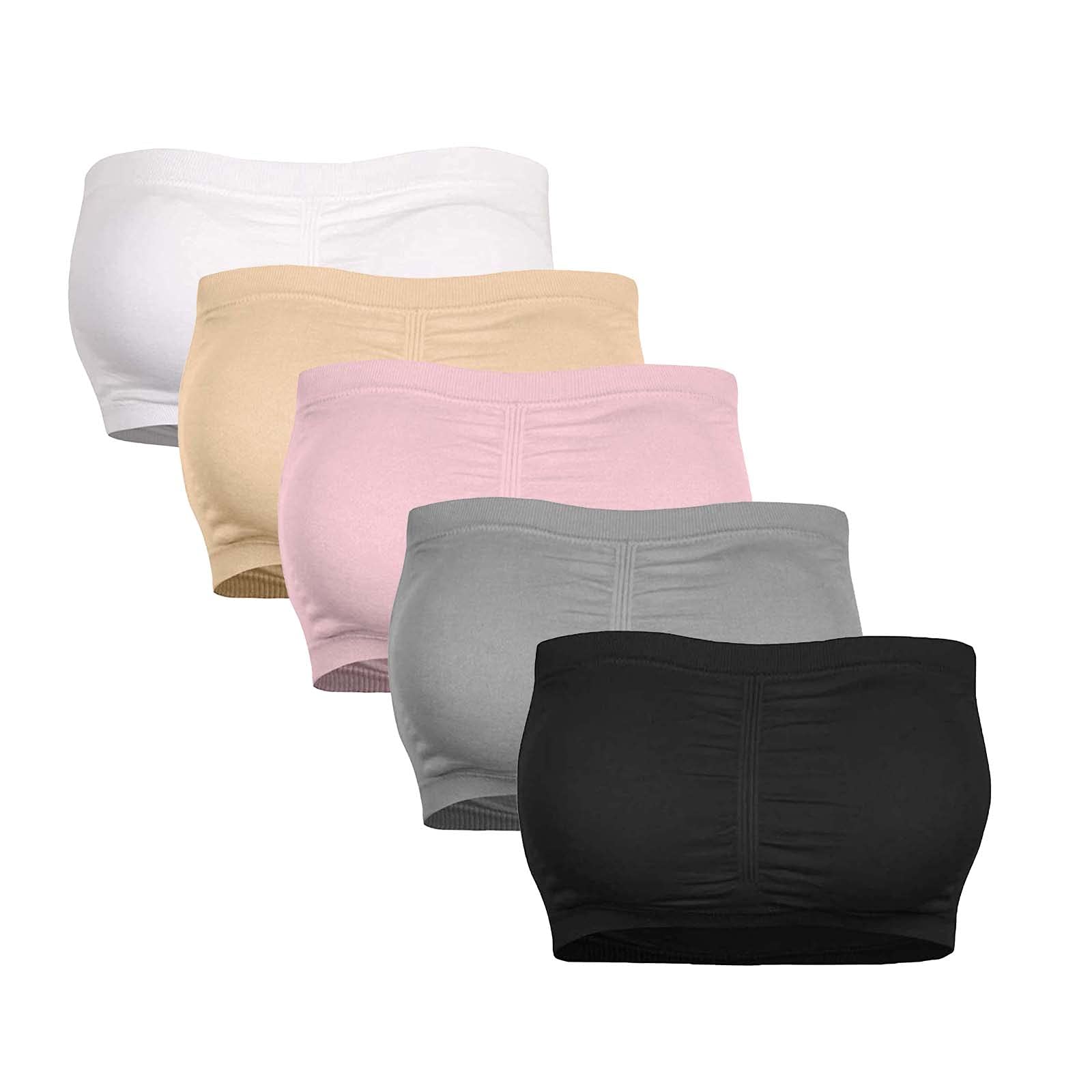 ES Sale Padded Women's Packs Bandeau 5 Crop Bralette Top Seamless Bra Strapless Bras for Women Non Wired Tshirt Bandeau Bra for Women ES