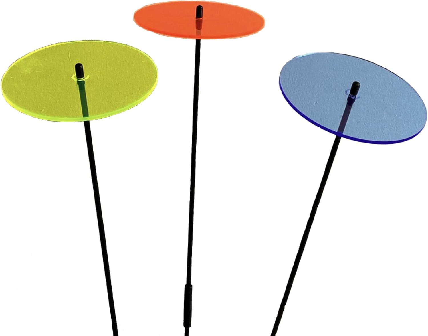 Glowing Sun Discs Set of 3 Large Garden Stake 75cm, 29.5 inches high Indoor Outdoor Yard Accessory Gardeners Gift, Colour:Orange/Blue/Green (3) BG