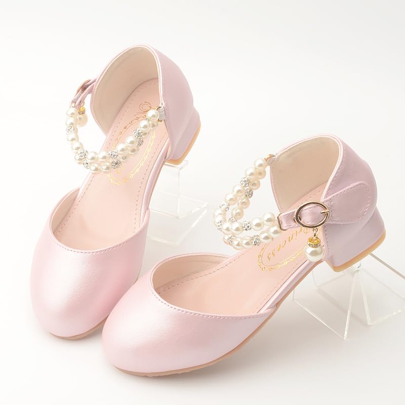 Girls Dress Shoe Pearl Girl Mary Jane Shoes Low Heel Toddler Wedding Party Shoes Adorable2