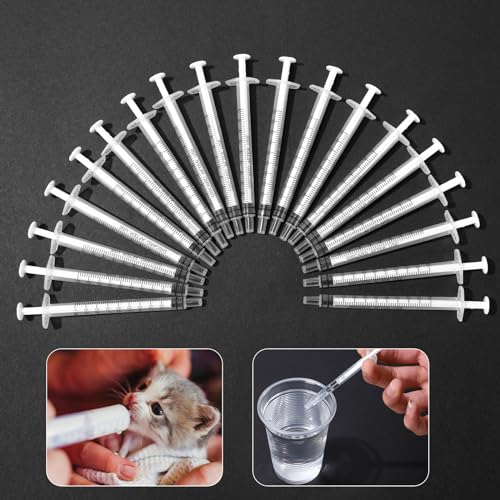 20 pack 1ml syringe for liquid 1cc plastic small syringes for scientific labs measuring liquids feeding pets medical student oil or glue applicator non-sterile no needle
