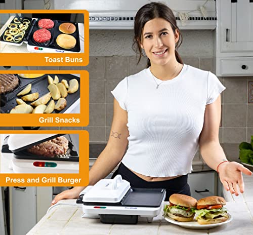 Hamburger Grill Maker by StarBlue with FREE Burger Press and Recipes eBook - Portable and Multipurpose Machine AC120V 60HZ 1000W - Image 4