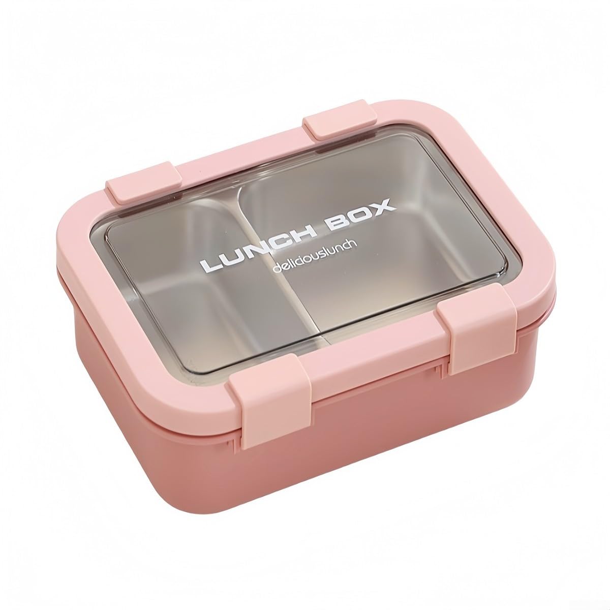 Homefurnishmall Stainless Steel Lunch Box | 2 Compartments Lunch Box Reusable Meal Prep Lunch Containers for Adults & Kids(Pink)