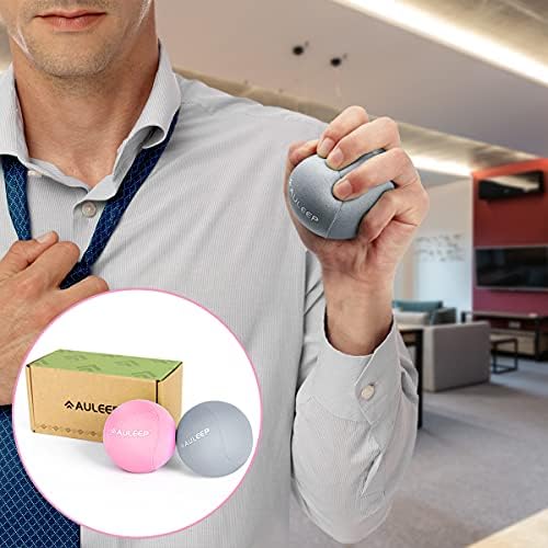 AULEEP Stress Balls for adults and Kids, 2 Pack Grip Strength Trainer Hand Therapy Exercise Balls, Anxiety Stress Relief Finger Resistance Exercise Squeezer Fidget(Grey, Pink)