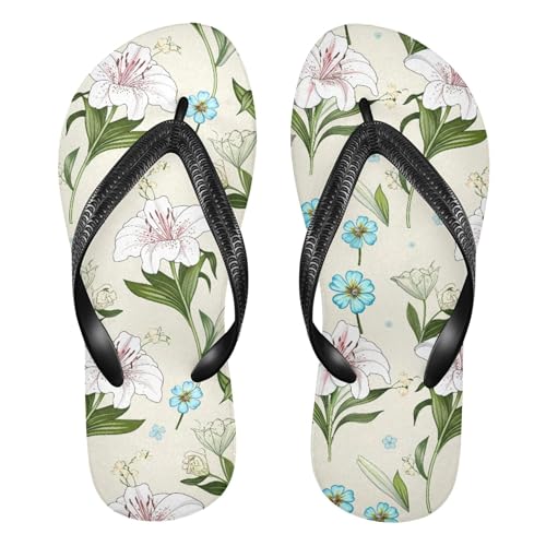 Burbuja Elegant Lilies Flip Flops for Women Men, Soft Thong Sandals Rubber Slippers for Pool Beach Essentials