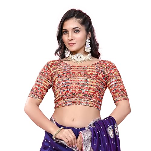 Image of Colorful Street Cotton Stretchable Round Neck Printed Blouse