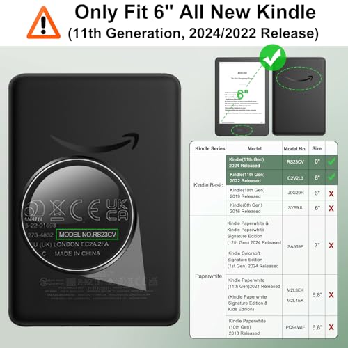 MoKo Case Fits 6" All-New Kindle (11th Generation-2024/2022 Release), Lightweight Shell Cover with Auto Wake/Sleep for Kindle 2024/2022 11th Gen e-Reader, Agave Green