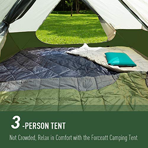 Tienda de campaña Forceatt para 3 personas, impermeable y resistente al viento, fácil montaje, tienda instantánea con cubierta para lluvia para camping, senderismo y viajes familiares miniatura 6