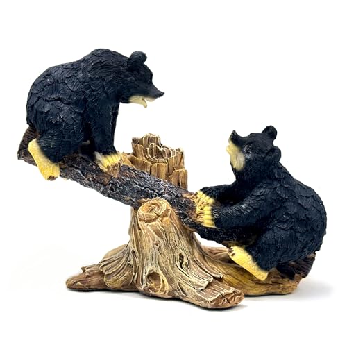 Estatua Dos Osos Negros en Balancín Resina Decorativa miniatura 2