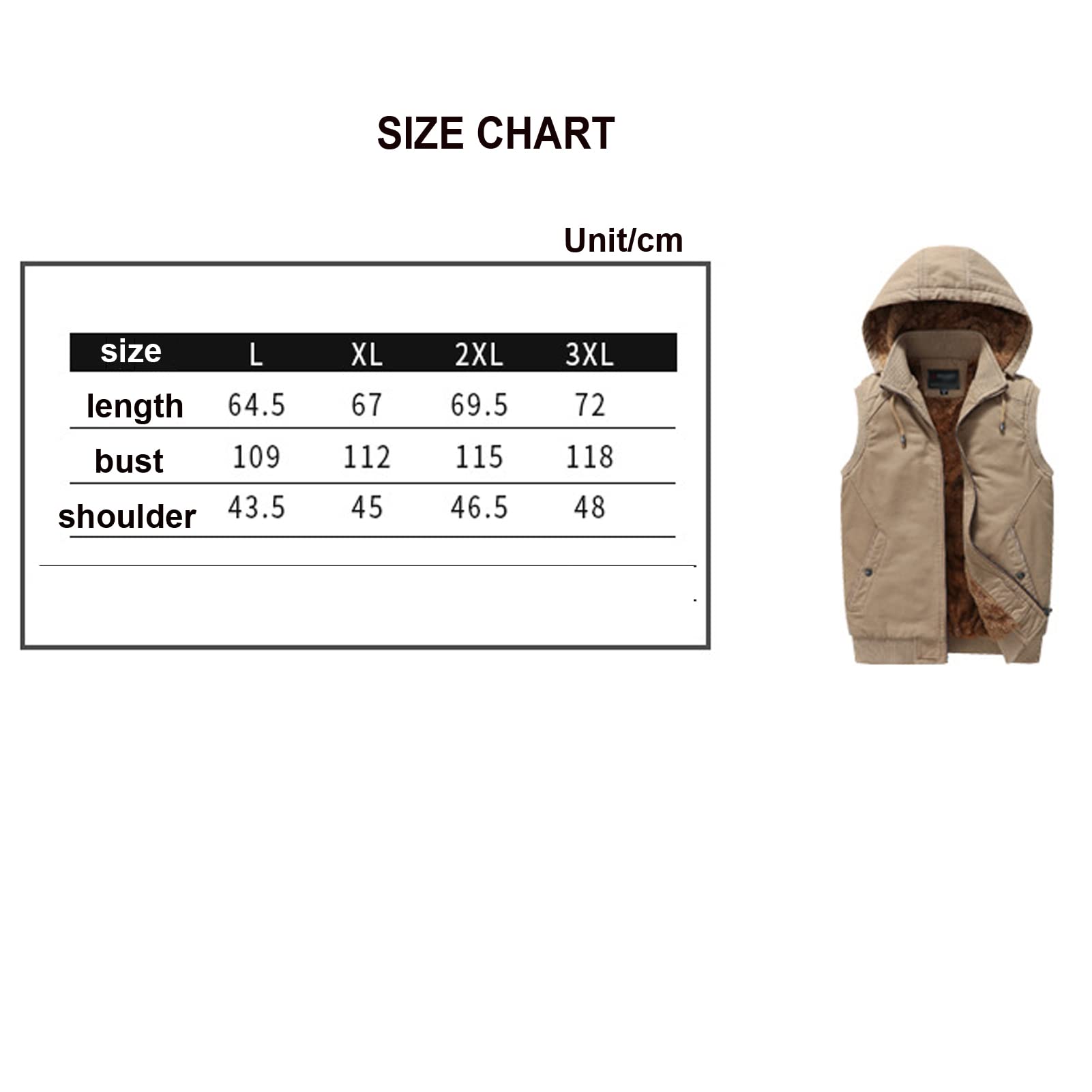 Hombre de Invierno con Capucha Fleece Gilet Chaleco Outwear Outwear Outdoor Casual Stand-up Collar Cardigan Cálido Carga Chaleco Hombre Cremallera Chaqueta Abrigo to Armygreen-L