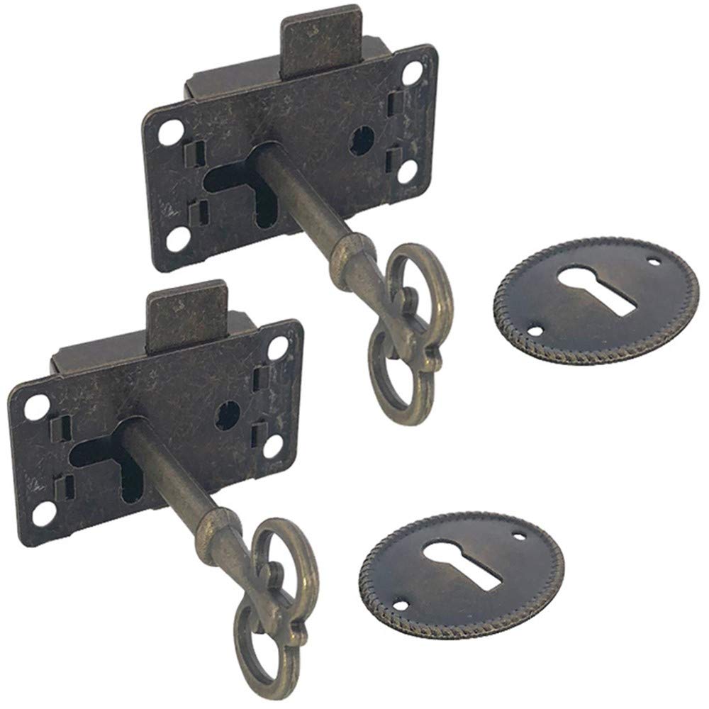 Lot De 2 Serrures De Placard Vintage En Laiton Bronze - Petite Boîte Antique Avec Clés - Pour Meubles, Tiroirs, Coffrets