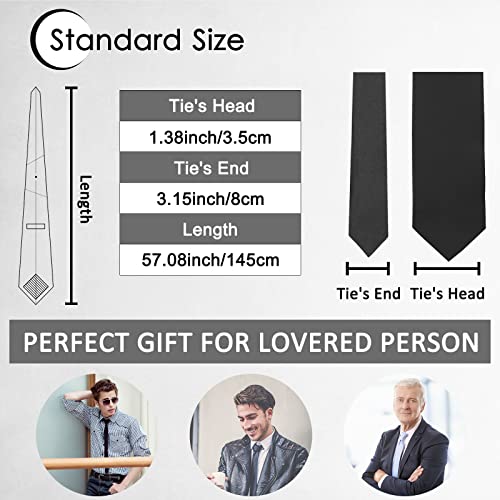 Image of Luckyvestir Mens Tie Solid Satin Neck Ties 3.15'' Formal Necktie for Wedding Business Christmas Father's Valentine's Day Gift