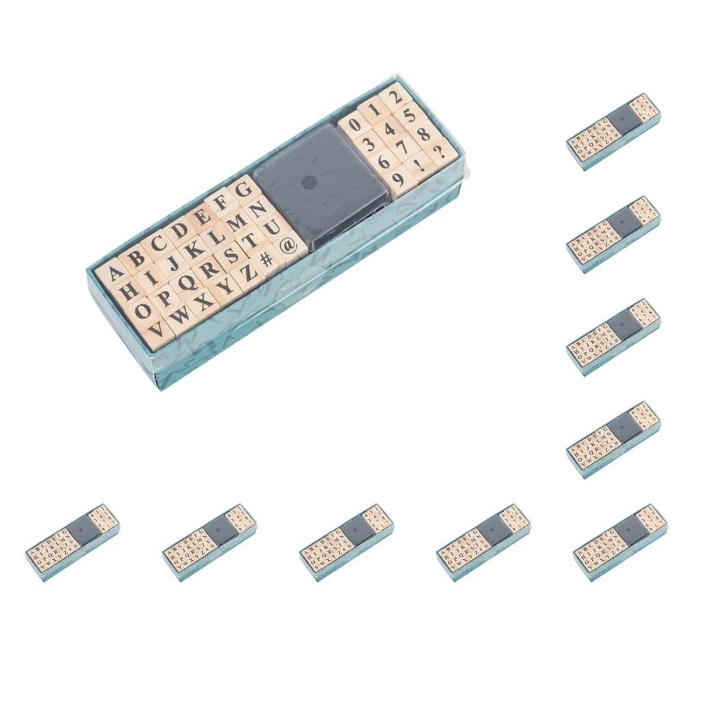Lot de 10 tampons en bois avec lettres de l'alphabet et chiffres pour scrapbooking fournitures dessin journal style A