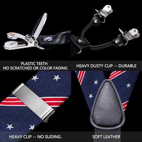Image of YOHOWA Men Suspenders 6 Clips Strength Adjustable Y Braces Pre-Tied Bow Tie Set Formal Wedding Party