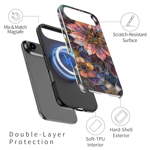Image of Goodon for iPhone Air Case Cute - Wireless Charging Compatible - Dual-Layer Hard Shell + Silicone Cover - Protective Phone Case with Trendy Designs for Women - Blooming Purple Flower | Dual-Layer Hard Shell + Silicone, Slim Fit Protective Phone Cover with Wildflower Designs for Women Girls