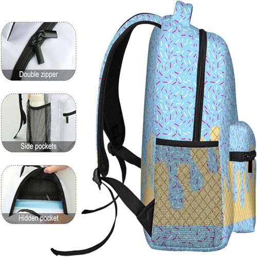 Ice Cream Backpack Shoulder Backpacks, Large Capacity Ice Cream Backpack， Women Men Daily Use Travel Hiking Camping (Rose red)2