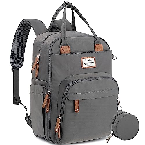 Image of RUVALINO Diaper Bag Backpack, Multifunction Travel Back Pack Maternity Baby Changing Bags, Large Capacity, Waterproof and Stylish, Iron Gray