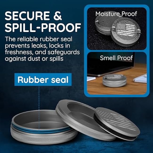 Premium Nicotine Pouch Container | Zyn Metal Can | Moisture & Odor Proof Snus Can | Zyn Accessories | Laser Engraved American Flag Design (Gunmetal Gray)