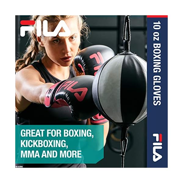 FILA Accessories Boxing Gloves for Men & Women - Kickboxing, Heavy Bag Punching Mitts, MMA, Muay Thai, Sparring Pro Training Equipment (10 oz, Victory, Pink)