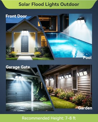 daphino 2500LM Solar Lights Outdoor with Motion Sensor,3 Head 270° Wide Angle Street Area Lights, IP65 Waterproof Security Lighting with 3 Modes(Non-Remote,2 Pcs) - Image 6