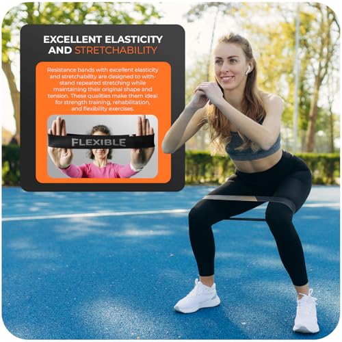 Image of Resistance Bands Set of 5 - Skin-Friendly Bands with 5 Resistance Levels, Ideal for Home Gym, Yoga, Pilates - Includes Carry Case and a