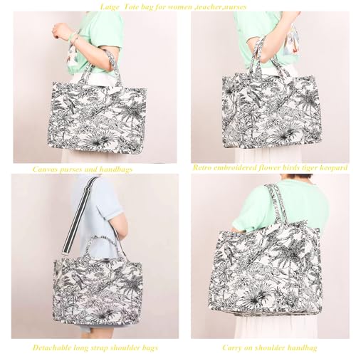 Bolso Tote bordado Tiger Leopard para mujer miniatura 5
