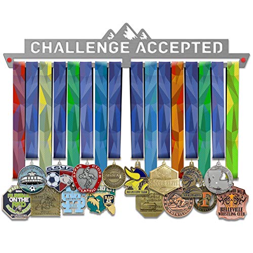 Challenge Accepted Medal Hanger Display V2 | Motivational Medal Hanger | Stainless Steel Medal Display | by VictoryHangers - The Best Gift For Champions !
