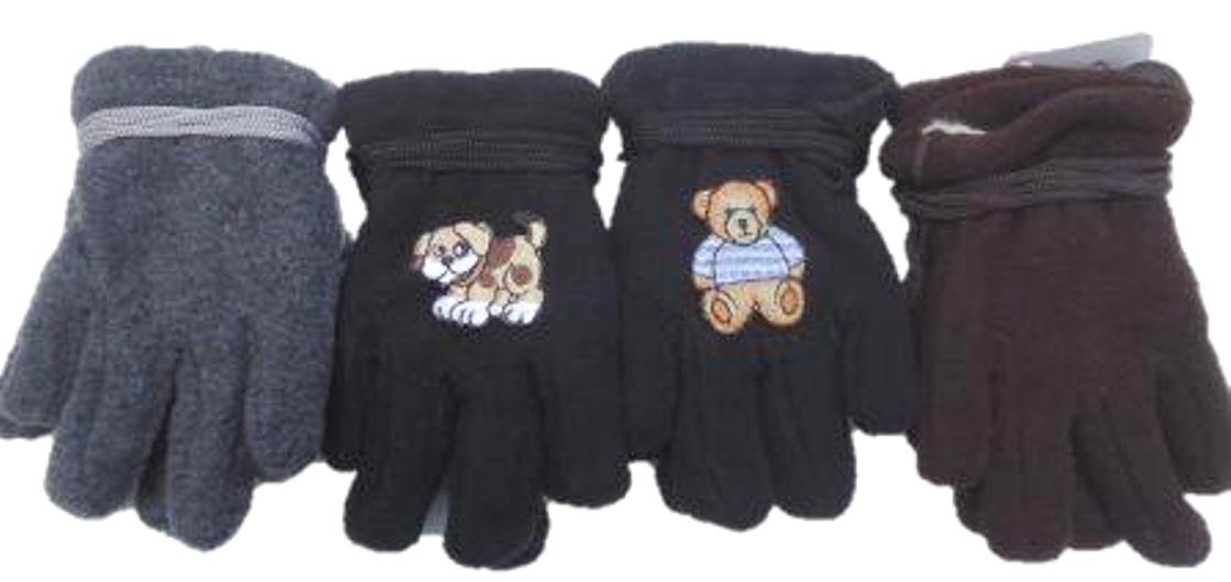 Set of Four Pairs Fleece Polyester Microfiber Gloves for Infants Ages 3-12 Months