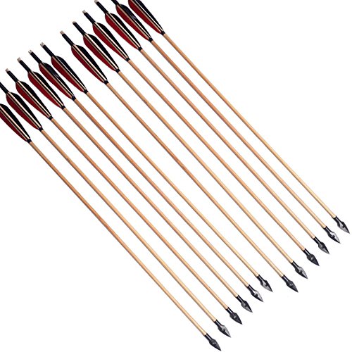 SHARROW 6 Piezas Tiro con Arco de Caza Flecha de Madera con...