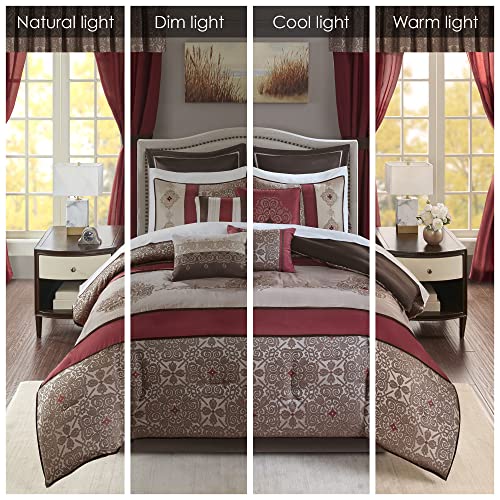 Madison-Park-Essentials-Delaney-24-Piece-Room-In-A-Bag-Comforter-Set-Satin-Jacquard-All-Season-Luxury-Bedding-Sheets-decorative-pillows-and-Curtains-Valance-King104x92-Medallion-Red