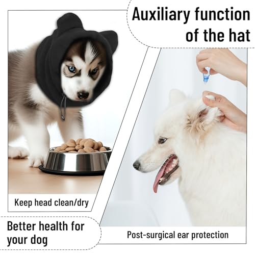 2 Stück Hundemütze, shallyong Hundewarme Kopfbedeckungen, Winter Haustier Schal, Kostüm Hund, Hunde Geschenke, Hunde Warm Halten Zum Wandern und Camping, Schwarz S