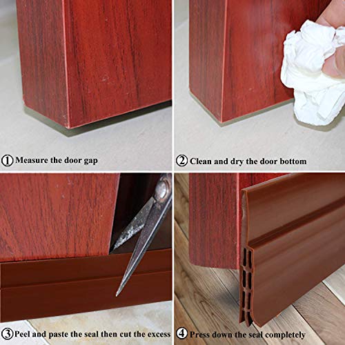 Image of Silicone Self-Adhesive Door and Window Shield Tape - Bottom Sealing Strip for Home Weather Stripping, Air Gap, Sound and Dust Proof Seal (Brown)
