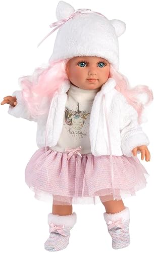 Llorens 1053537 Muñeca Elena con pelo rosa y ojos azules, muñeca de moda con cuerpo suave, incluye traje de moda, 13.8 in Llorens 1053537 Muñeca Elena con pelo rosa y ojos azules, muñeca de moda con cuerpo suave, incluye traje de moda, 13.8 in