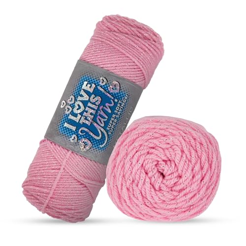 Image of Hobby Lobby Metallic I Love This Yarn, 750 Pinky Toes | 4 Medium Weight, Acrylic & Metallic Polyester, 252 Yards Per Skein
