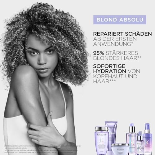 11. Bild von Kérastase Haarmaske für trockenes und blondiertes Haar, Gegen Gelbstich, Mit Hyaluron und Neutralisatoren, Masque Ultra-Violet, Blond Absolu, 200 ml