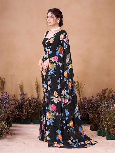 Image of Garden Vareli Women Georgette All Over Floral Printed Saree