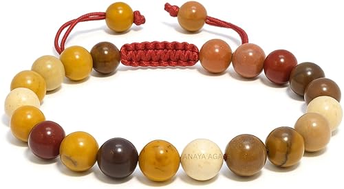 Vista 105 de Adjustable Crystal Bracelet – Gemstone Bead Bracelet with Adjustable Macrame String – Chic Gemstone Bracelet for Men and Women – 8mm Round Healing