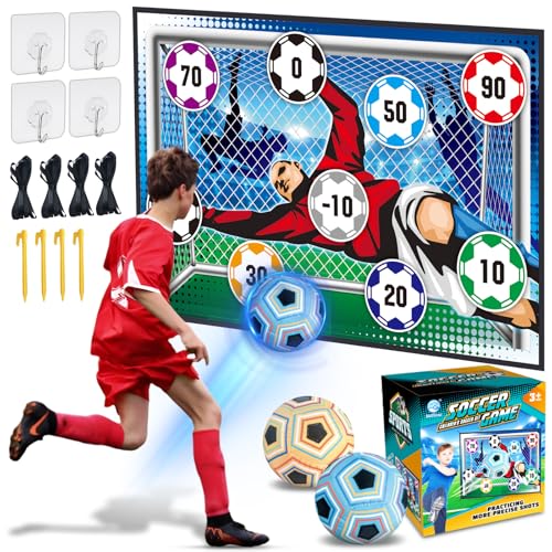 VOPOGLNE Soccer Target Toss Set for Boys & Girls, Indoor Outdoor Backyard Play with 2 Balls & 1 Foldable Flannel Goal, Birthday Gift for Kids Ages 3-12