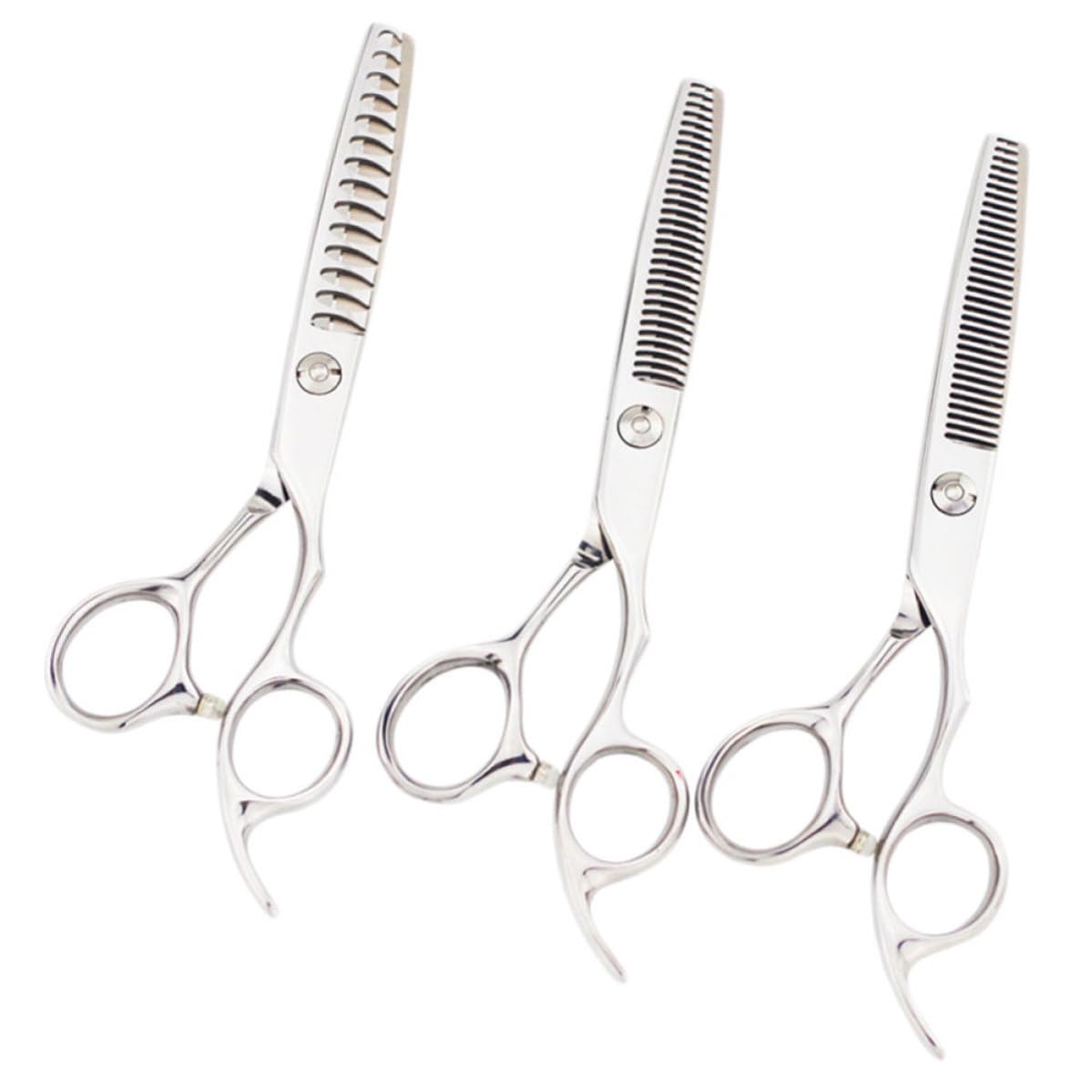 3 Piezas Tijeras para Cabello de Acero Inoxidable, Tijeras de Corte y Peinado, Plata, Corte Preciso y Uniforme, Uso Doméstico y Barbería Profesional, para Hombres y Mayores